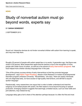 Study of Nonverbal Autism Must Go Beyond Words, Experts Say