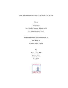 MISCONCEPTIONS ABOUT the CALIPHATE in ISLAM Thesis