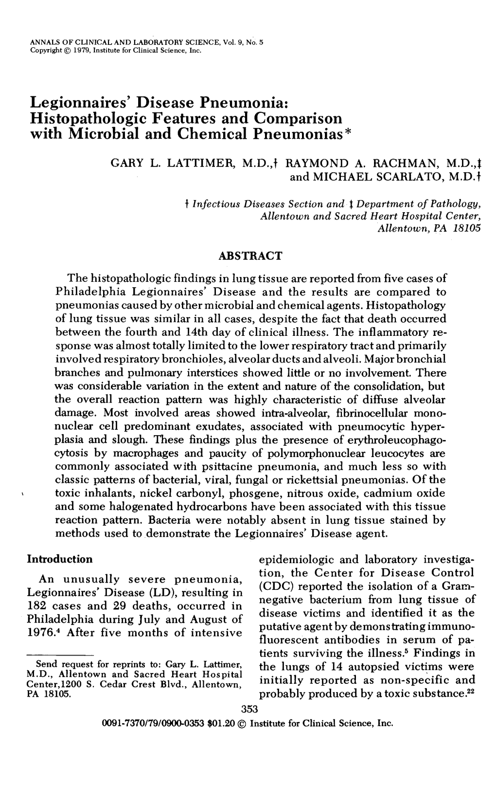 Legionnaires' Disease Pneumonia