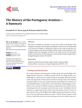The History of the Portuguese Aviation—A Summary