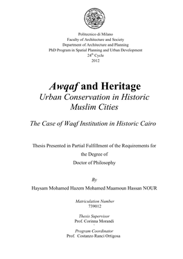 Conservation of Urban Heritage in Muslim Cities