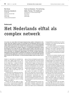 Het Nederlands Elftal Als Complex Netwerk Rob Kooij, Almerima Jamakovic En Anderen