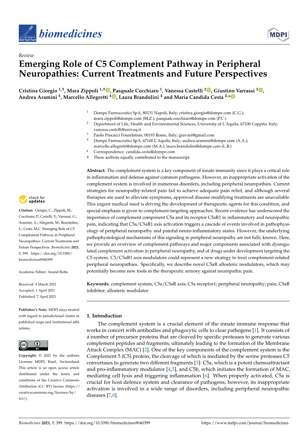 Emerging Role of C5 Complement Pathway in Peripheral Neuropathies: Current Treatments and Future Perspectives