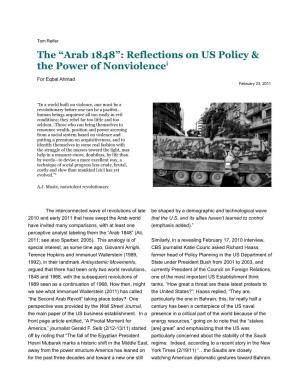 Arab 1848”: Reflections on US Policy & the Power of Nonviolencei