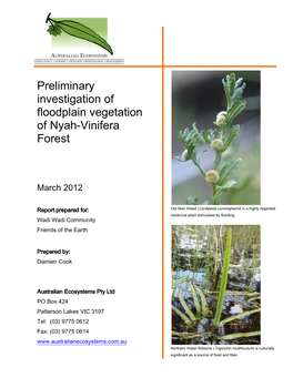 Preliminary Investigation of Floodplain Vegetation of Nyah-Vinifera Forest