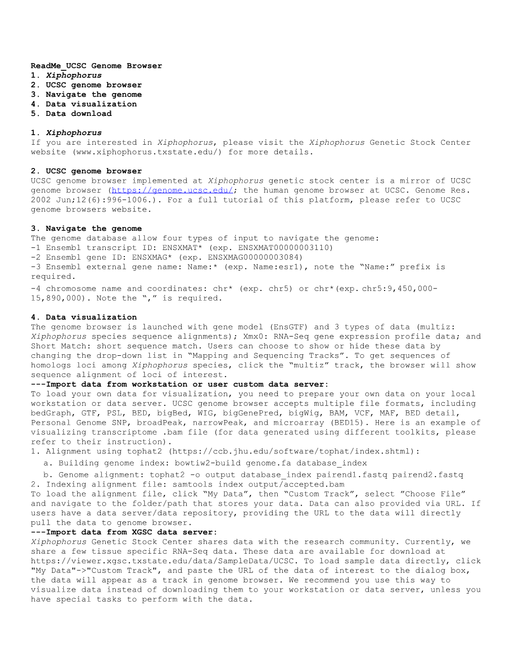 Readme UCSC Genome Browser