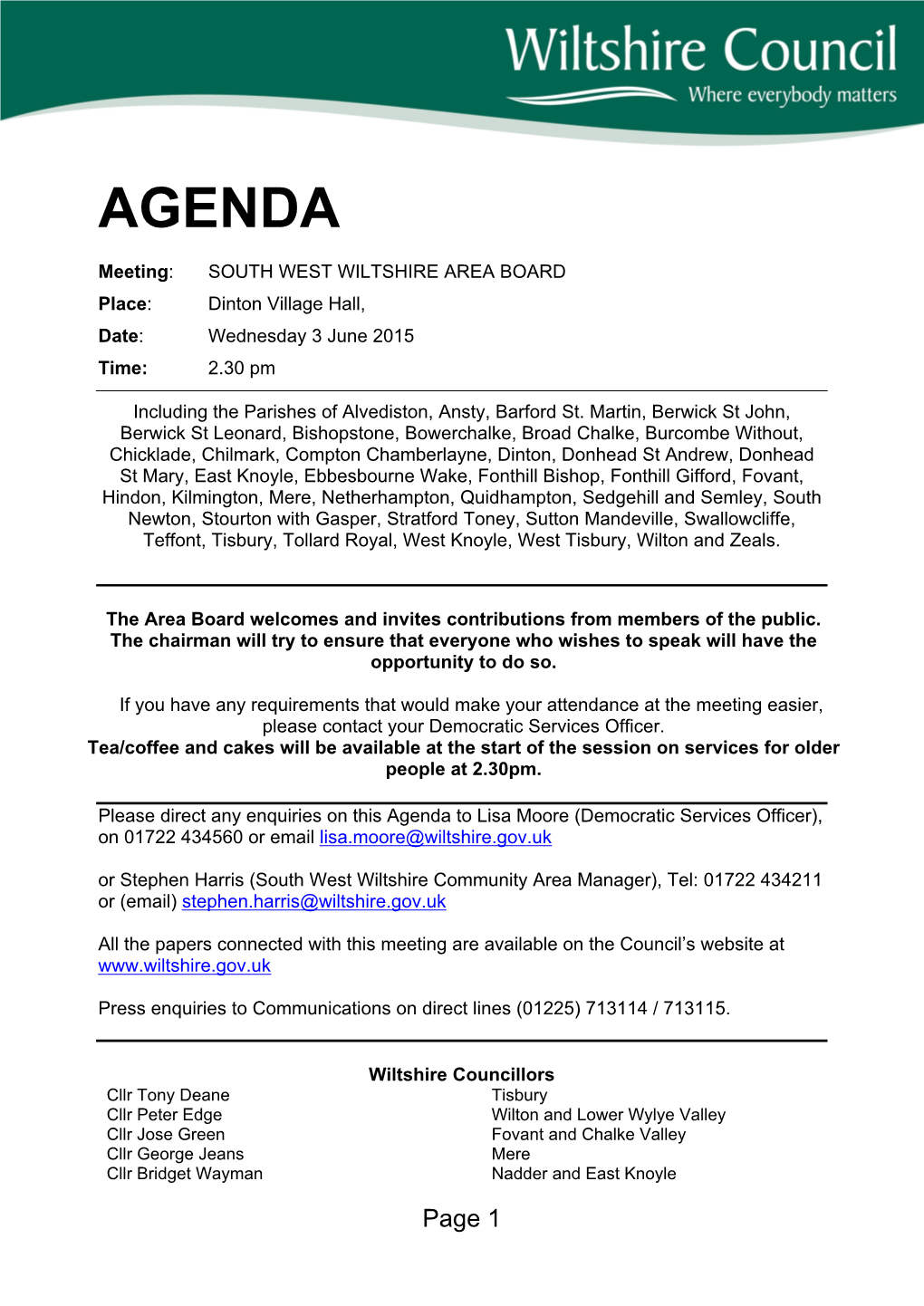 (Public Pack)Agenda Document for South West