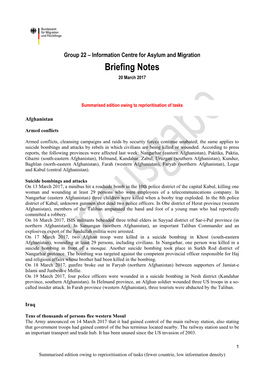 Briefing Notes 20 March 2017