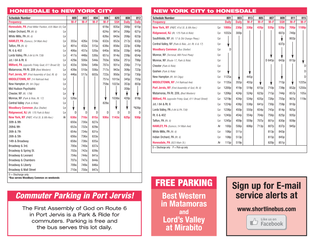 FREE PARKING Sign up for E-Mail Service Alerts At