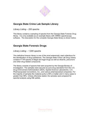 Georgia State Crime Lab Sample Library Georgia State Forensic Drugs