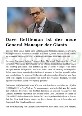 Dave Gettleman Ist Der Neue General Manager Der Giants