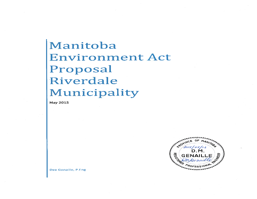 Manitoba Environment Act Proposal Riverdale Municipality