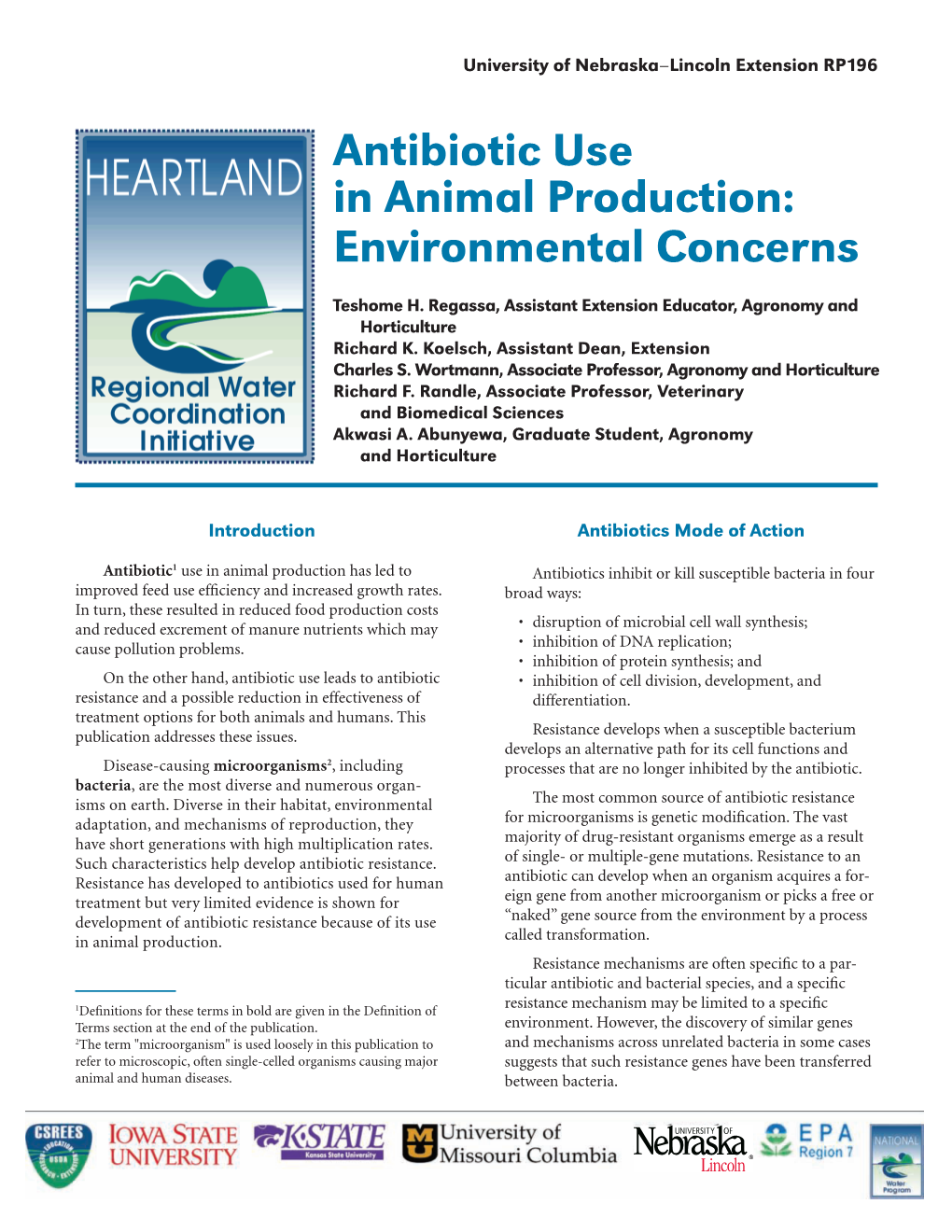 Antibiotic Use in Animal Production: Environmental Concerns