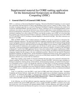 Supplemental Material for CORE Ranking Application for the International Symposium on Distributed Computing (DISC)