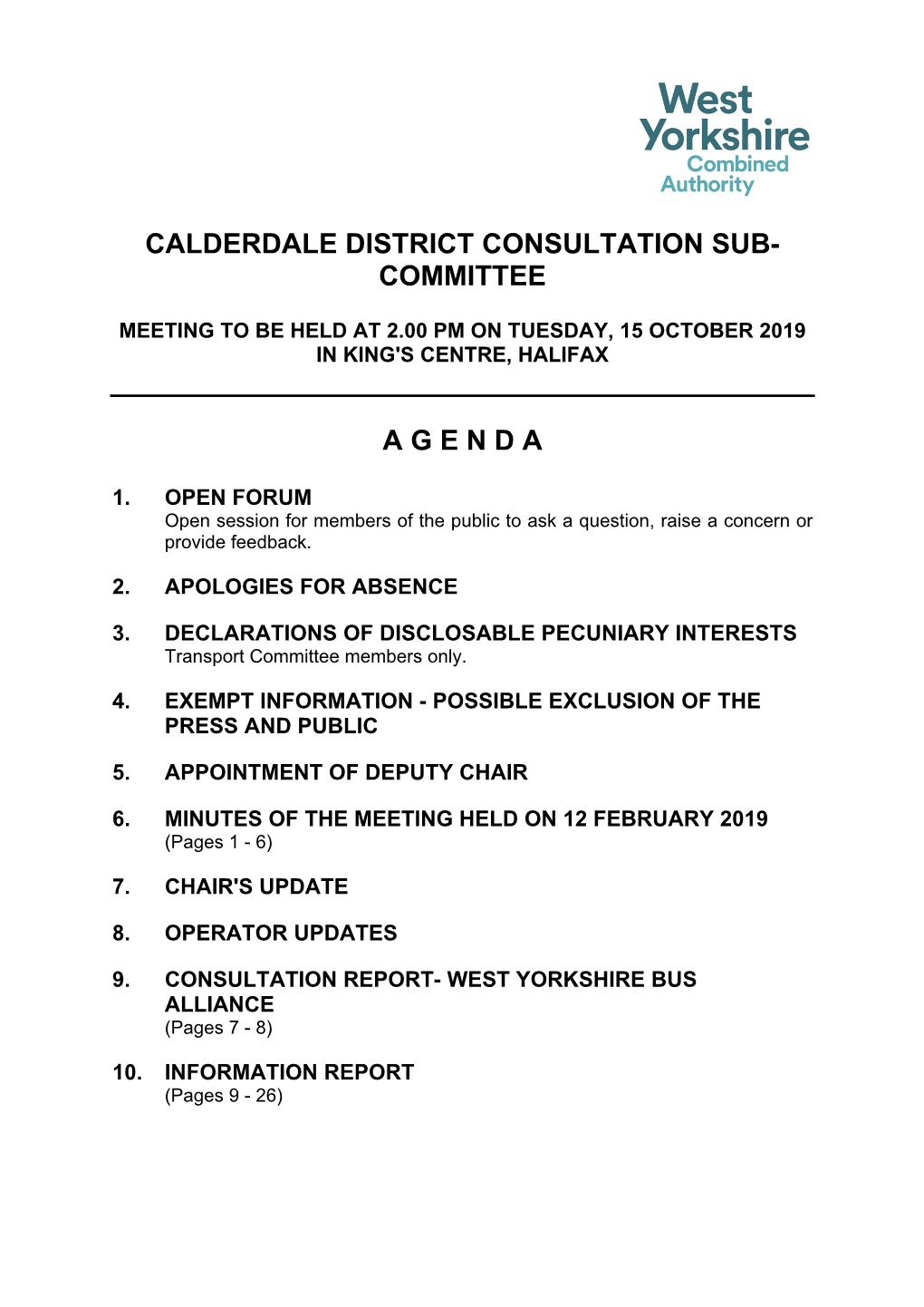 (Public Pack)Agenda Document for Calderdale District Consultation