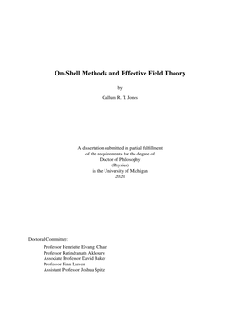 On-Shell Methods and Effective Field Theory