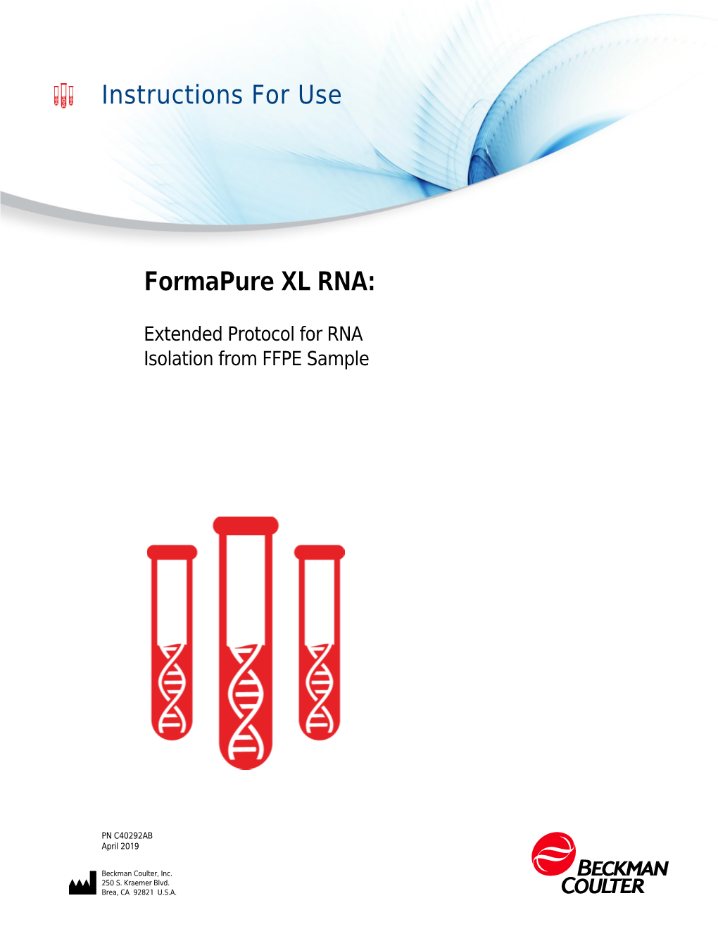 Instructions for Use Formapure XL RNA