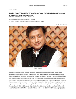 Shashi Tharoor Pretends to Be a Critic of the British Empire in India but Serves up Its Propaganda