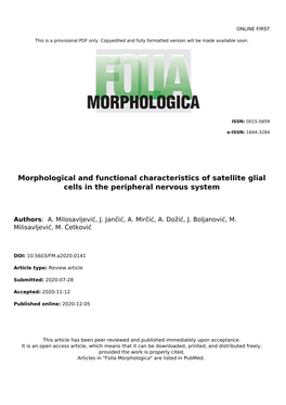 Morphological and Functional Characteristics of Satellite Glial Cells in the Peripheral Nervous System