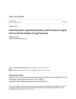 False Persuasion, Superficial Heuristics, and the Power of Logical Form to Test the Integrity of Legal Argument