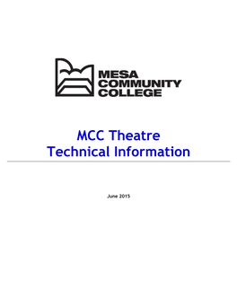 MCC Theatre Technical Information