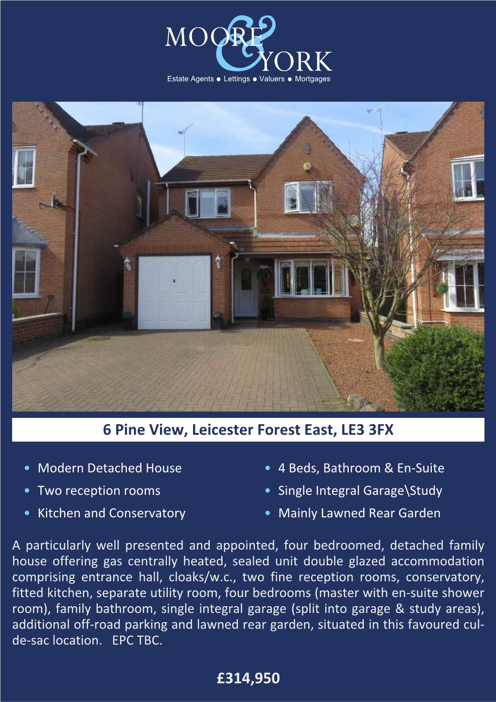 £314,950 6 Pine View, Leicester Forest East, LE3