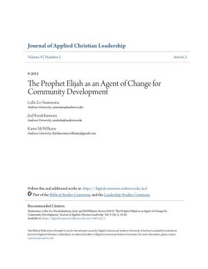 The Prophet Elijah As an Agent of Change for Community Development