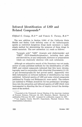 Infrared Identification of LSD and Related Compounds*