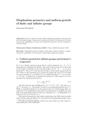 Diophantine Geometry and Uniform Growth of Finite and Infinite Groups