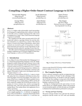 Compiling a Higher-Order Smart Contract Language to LLVM