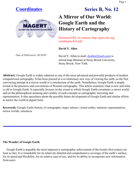 A Mirror of Our World: Google Earth and the History of Cartography