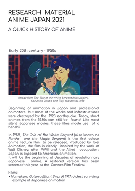 Anime- Background Research