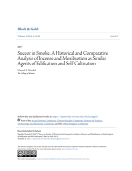 A Historical and Comparative Analysis of Incense and Moxibustion As Similar Agents of Edification and Self-Cultivation Hannah E
