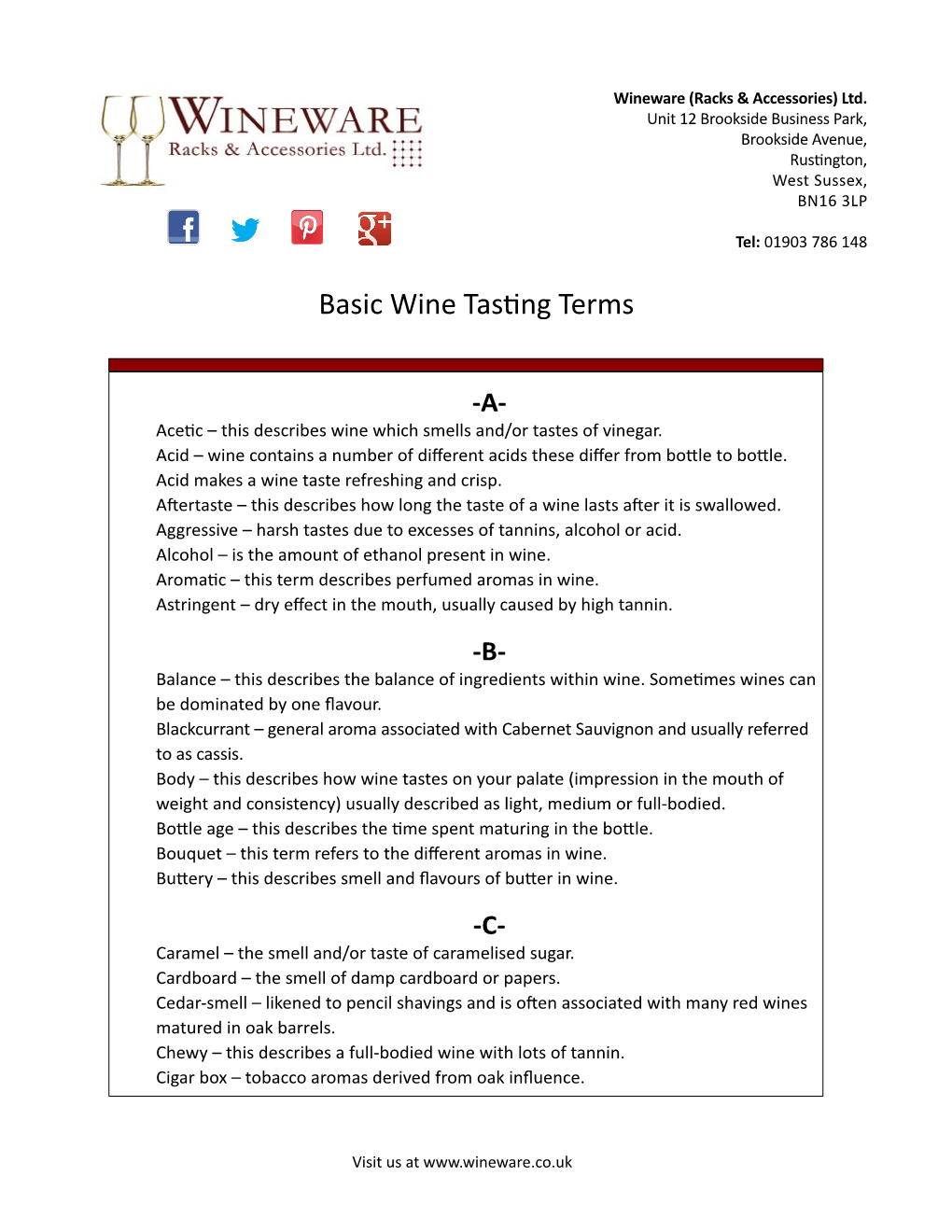 Basic Wine Tasting Terms