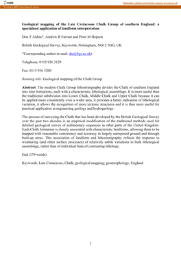 1 Geological Mapping of the Late Cretaceous Chalk Group Of