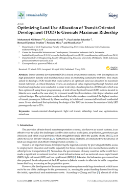 Optimizing Land Use Allocation of Transit-Oriented Development (TOD) to Generate Maximum Ridership