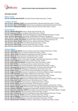 Publication Ethics and Malpractice Statement Editorial Board