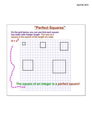 "Perfect Squares" on the Grid Below, You Can See That Each Square Has Sides with Integer Length
