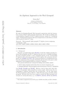 An Algebraic Approach to the Weyl Groupoid