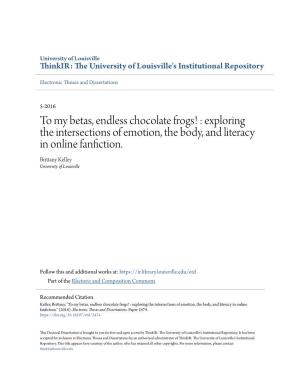 To My Betas, Endless Chocolate Frogs! : Exploring the Intersections of Emotion, the Body, and Literacy in Online Fanfiction