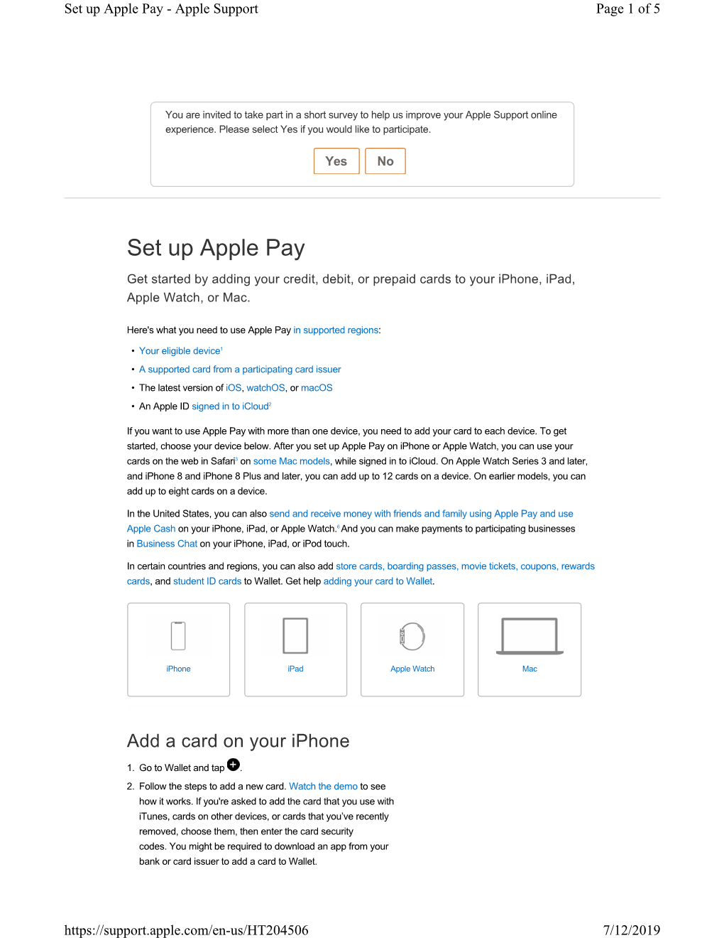 Set up Apple Pay - Apple Support Page 1 of 5