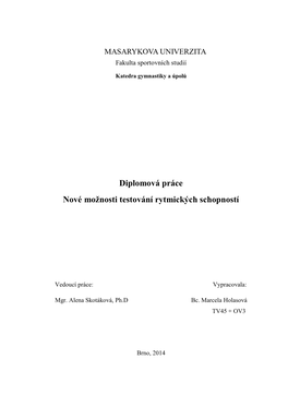 Diplomová Práce Nové Možnosti Testování Rytmických Schopností