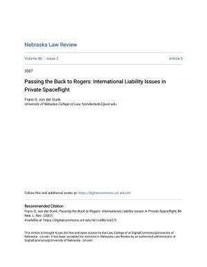 International Liability Issues in Private Spaceflight