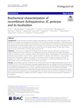 Biochemical Characterization of Recombinant Avihepatovirus 3C