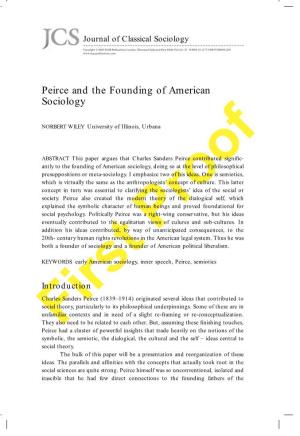 Peirce and the Founding of American Sociology