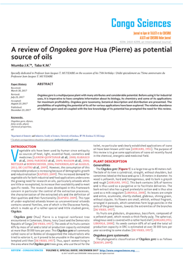 A Review of Ongokea Gore Hua (Pierre) As Potential Source of Oils Ntumba J.K.1*, Taba K.M.1