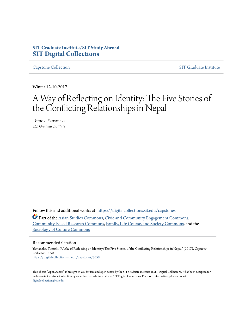 The Five Stories of the Conflicting Relationships in Nepal Tomoki Yamanaka