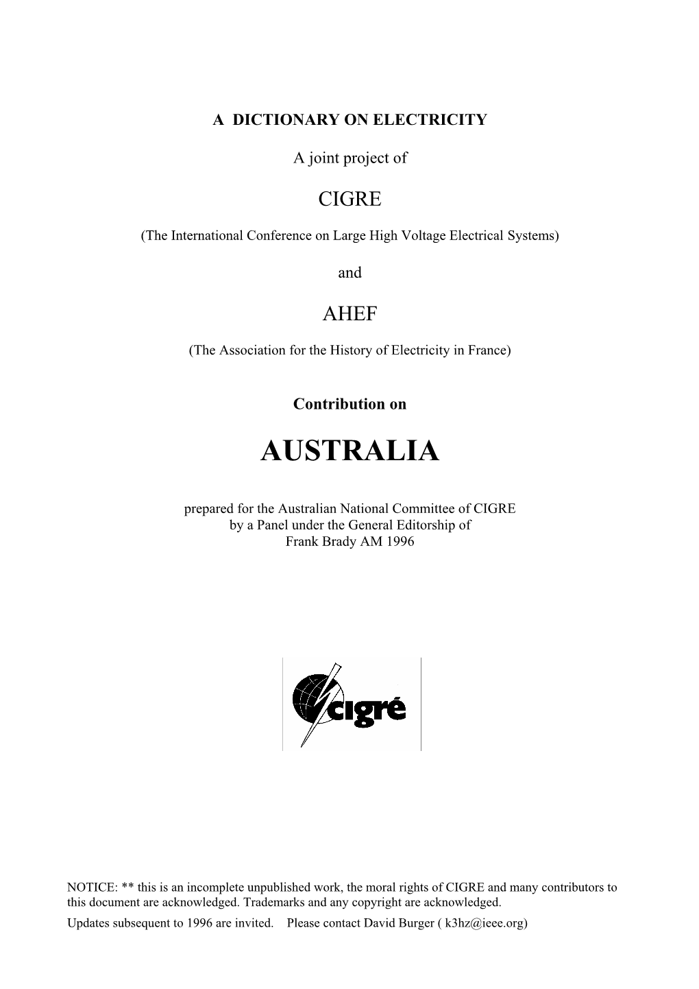 Electricity in Australia 1880 to Present