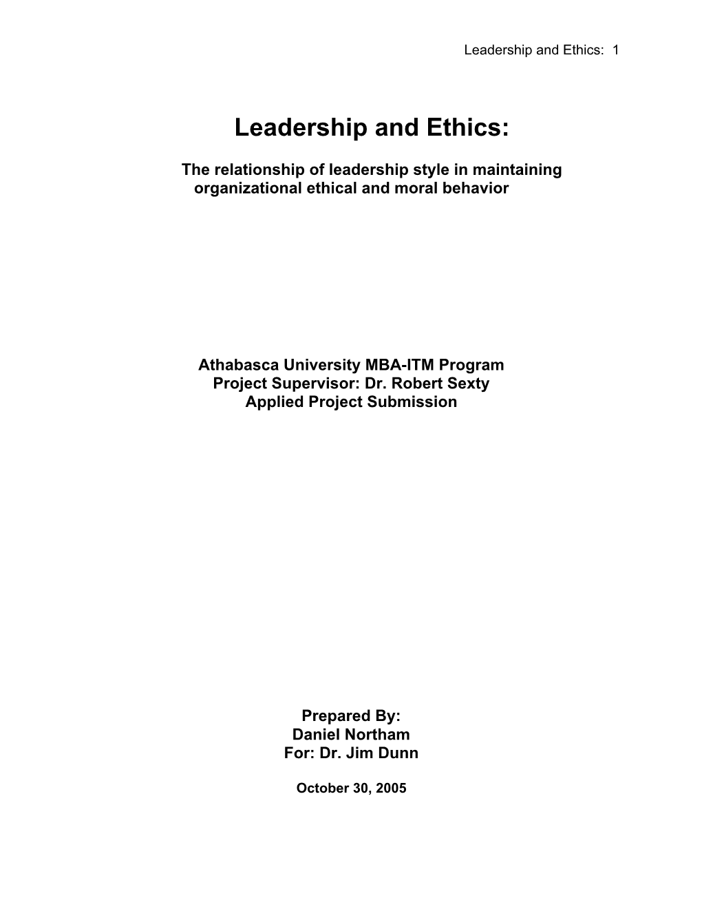 Leadership and Ethics: 1