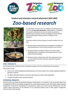 Zoo-Based Research